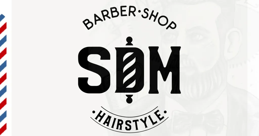 La presentazione del logo SDM: monogramma nero con un gentleman in stile tatuaggio old school sullo sfondo