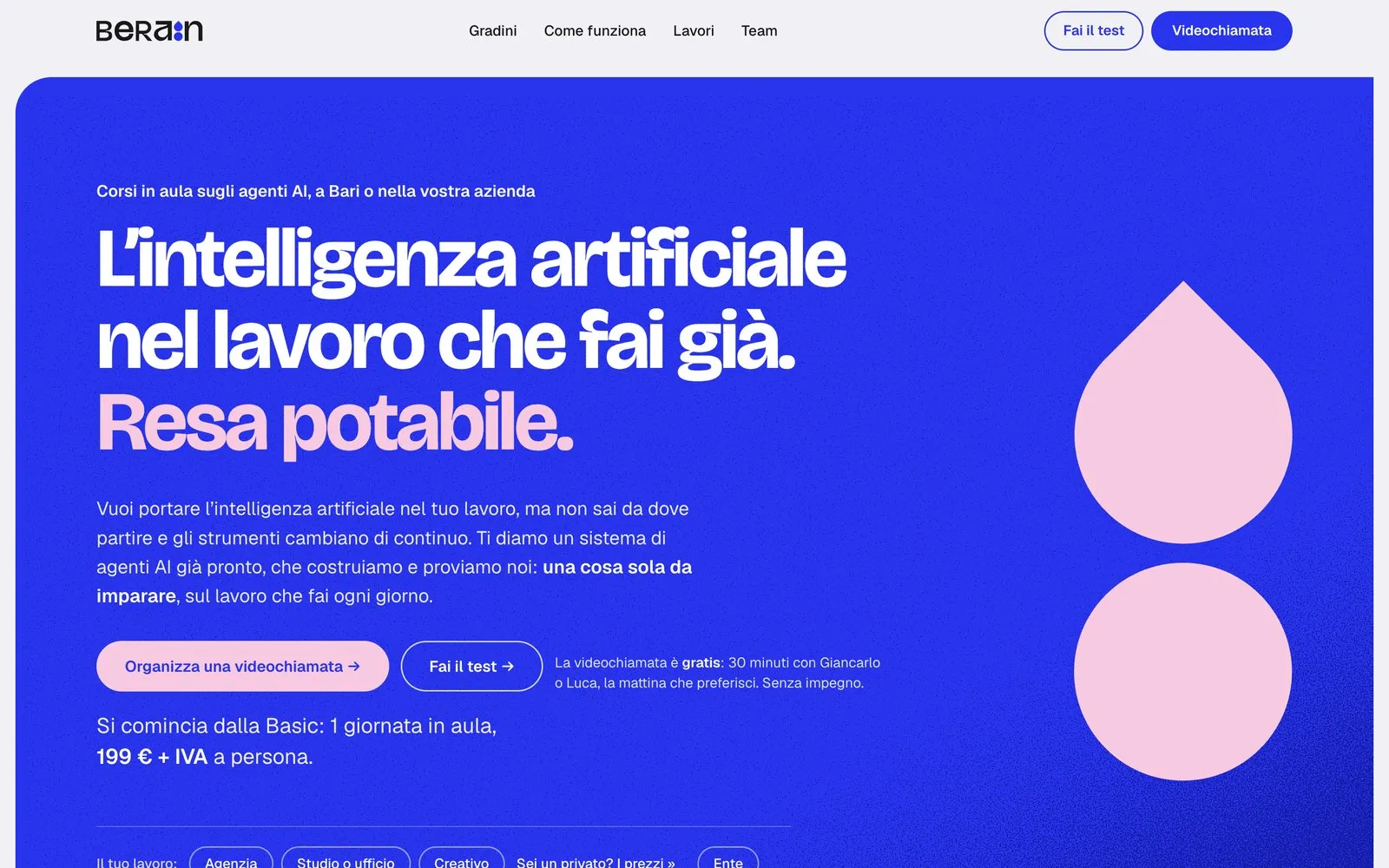 Il sito BeRain su computer