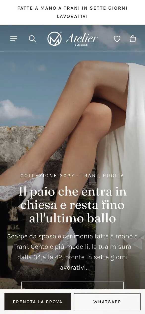 Il sito Atelier Due Emme su telefono