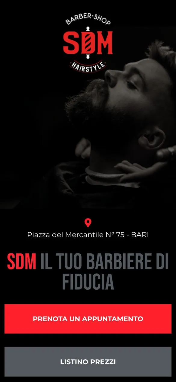 Il sito SDM Barber Shop su telefono